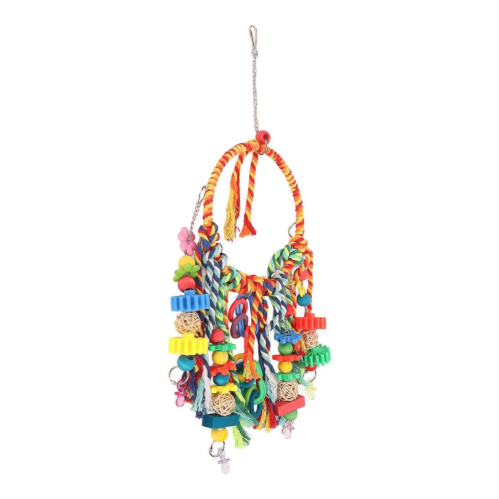 Bird Swing Toy 56x19cm Colorful Beak Chewing Perch w/ Chain