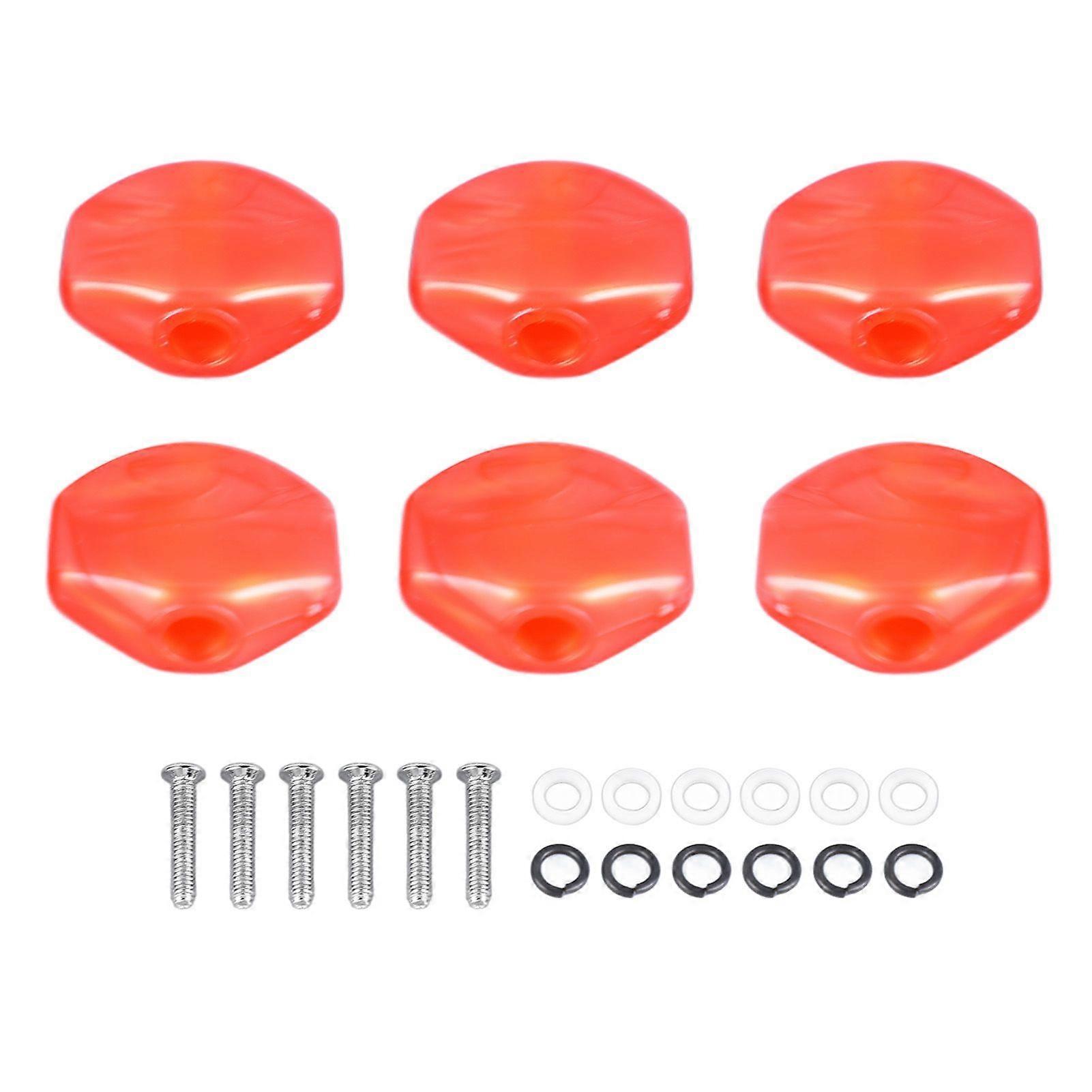 6Pcs Guitar Tuning Peg Cap Plastic Tuner Key Cover Machine Head Knob Cap for Replacement Red
