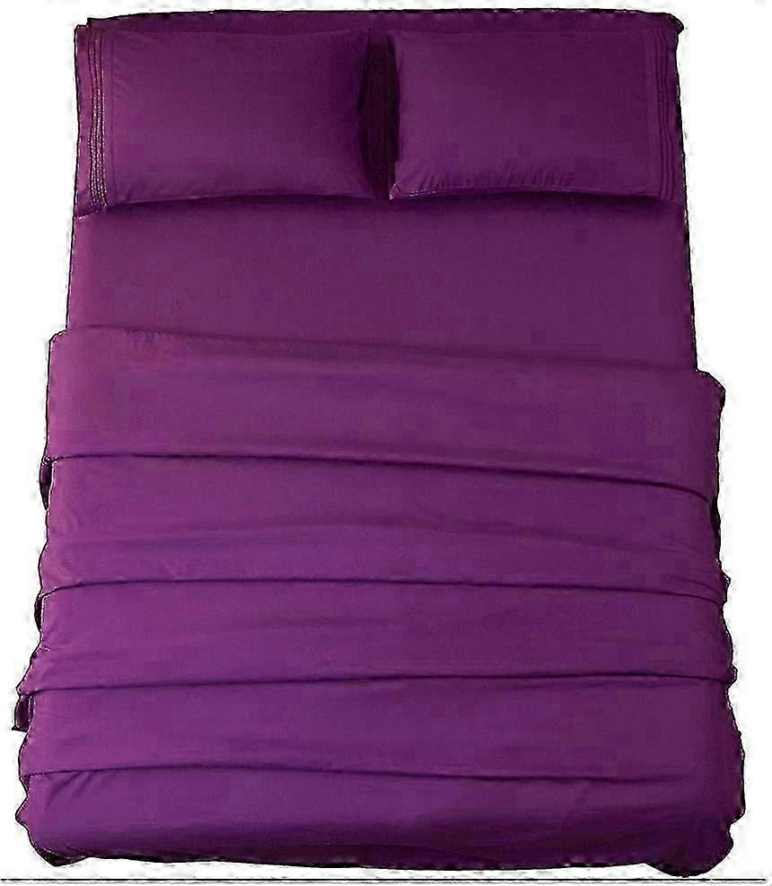 Ensemble de draps de lit en microfibre de qualité supérieure 1800 fils au pouce carré en violet foncé 2025