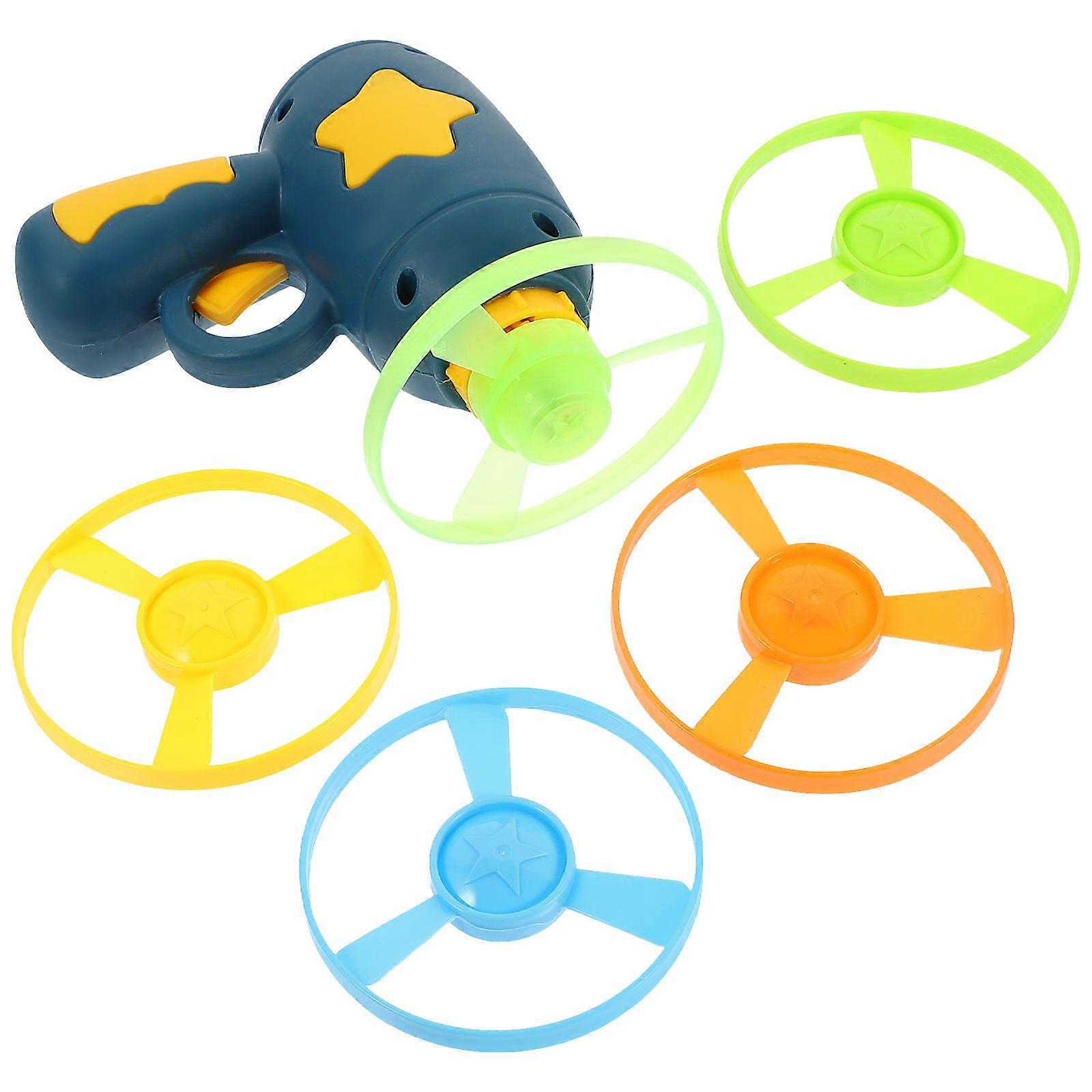 Rotating Flying Disc Saucer Toy Launcher for Outdoor Children 1Set