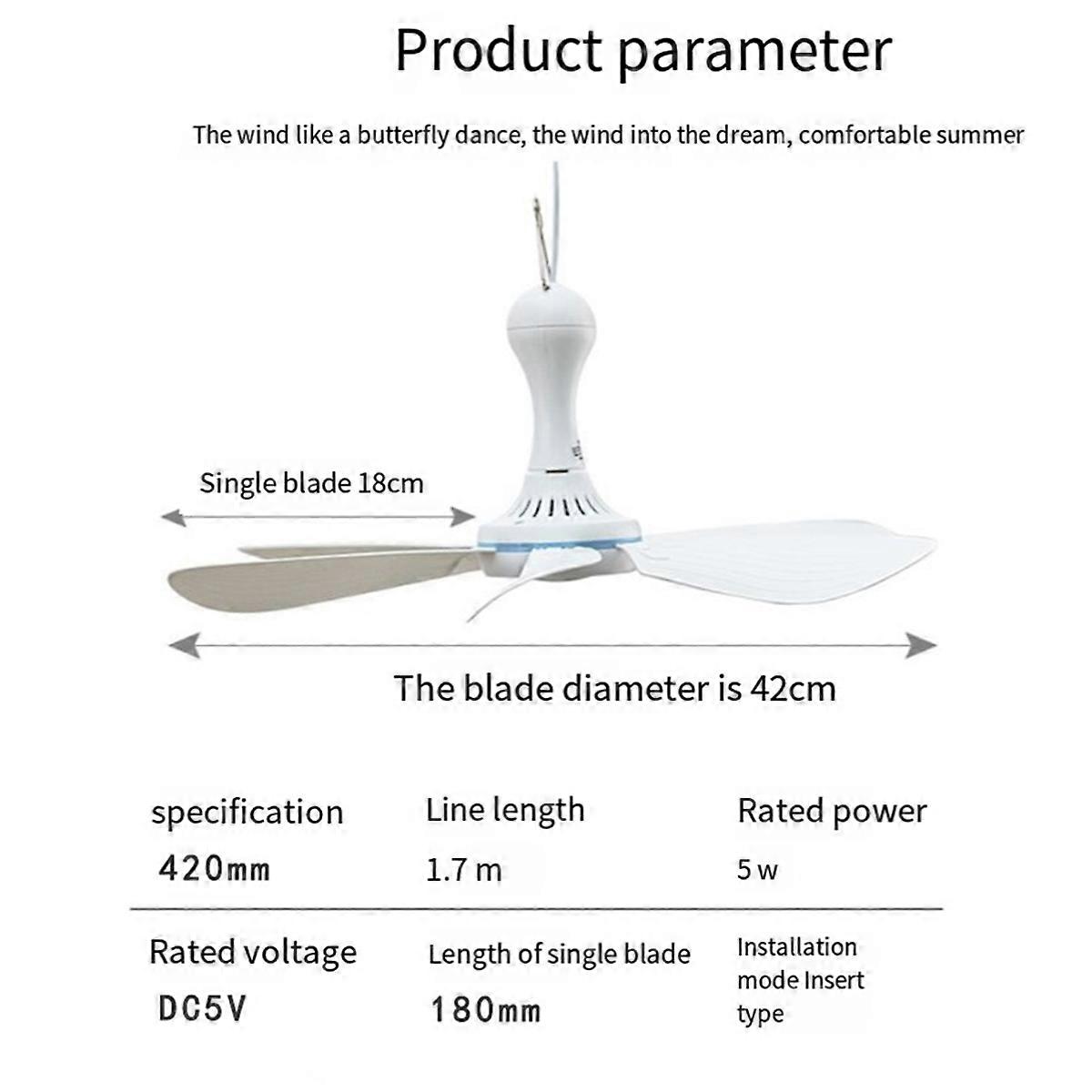 Camping fan, portable mini ceiling fan 1.