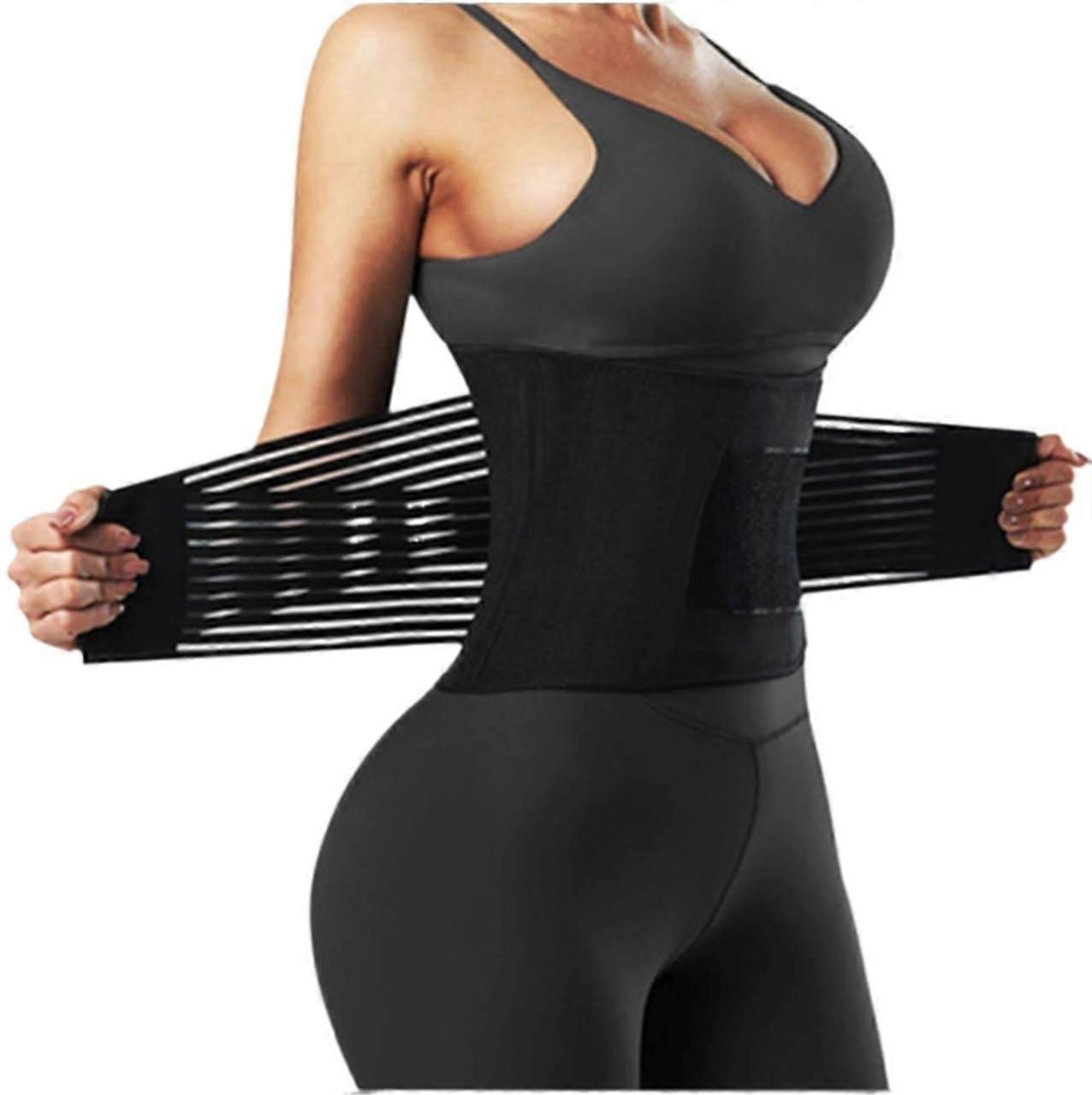 Back Support Waist Trimmer Unisex Size M Black Abdominal Sweat Belt For Training And Exercise