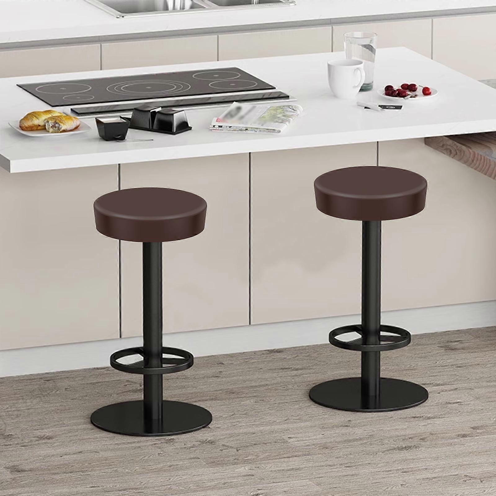 2Pcs Round Stool Seat Covers PU Waterproof Elastic Compatible with Most Round Stools Easy to Install and Clean for Home