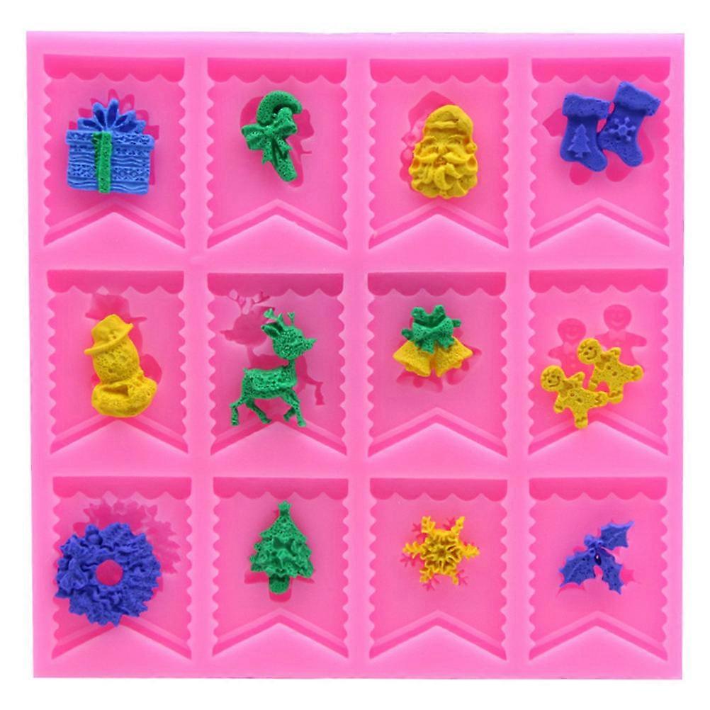 Christmas Silicone Molds For Baking Candy And Chocolate Making DIY Tools Pink Color 13.8 X 13.8 X 1Cm 1Pack