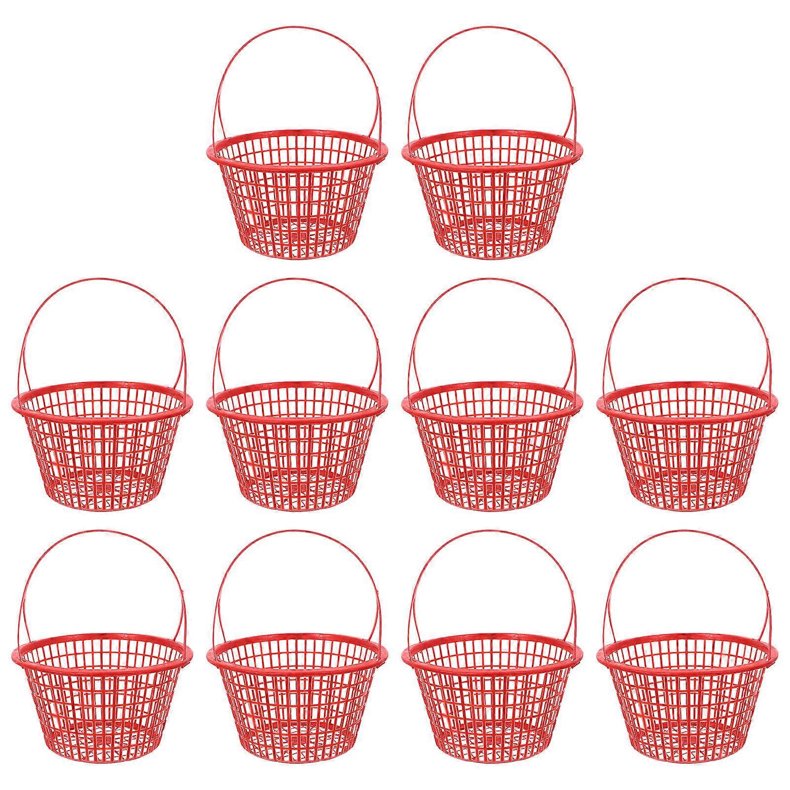 10Pcs Mini Plastic Picking Basket for Fruit Round Containers
