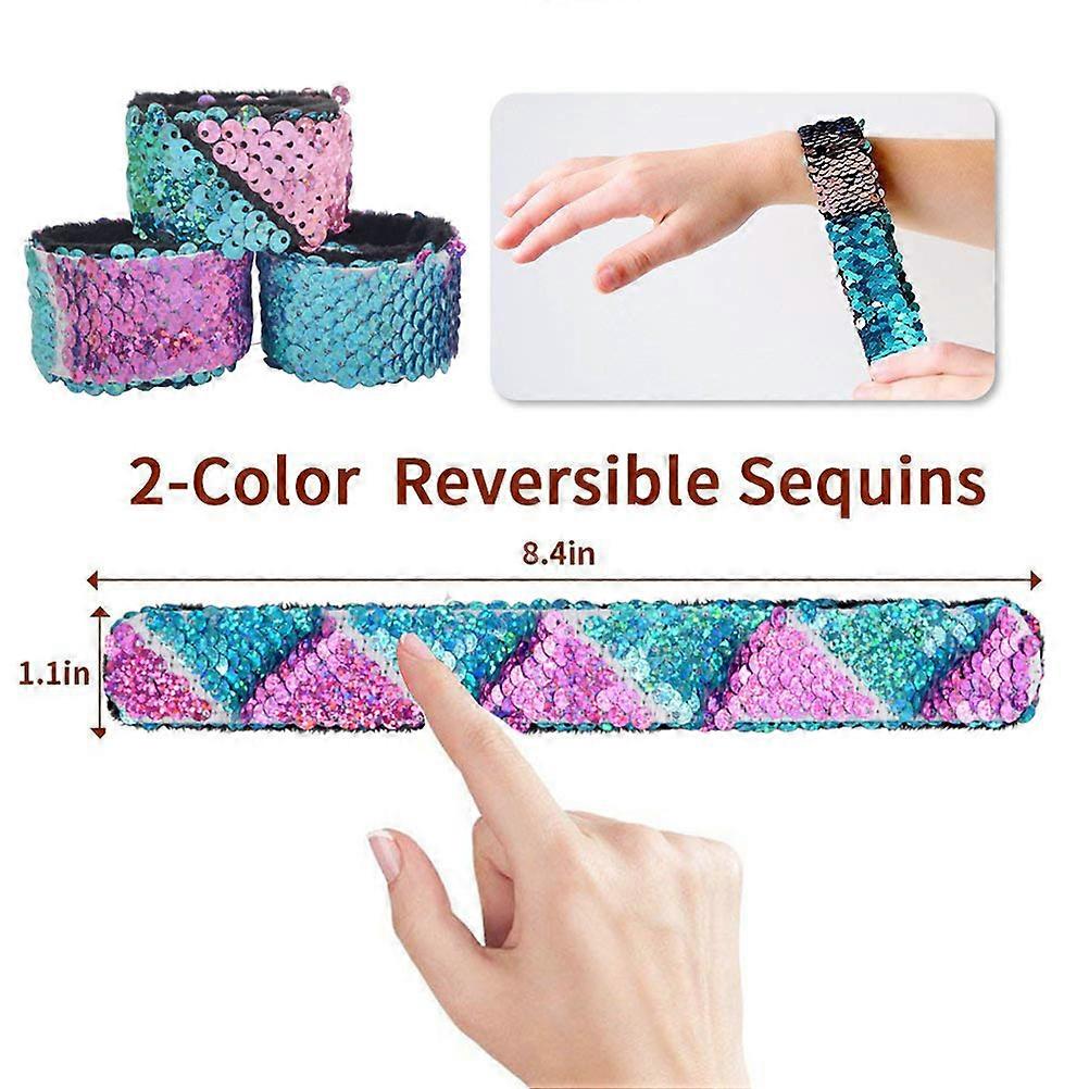 Sequin Snap Bracelet Set for Stuff Holding 12Pcs with Drawstring Bag and Hair Pack