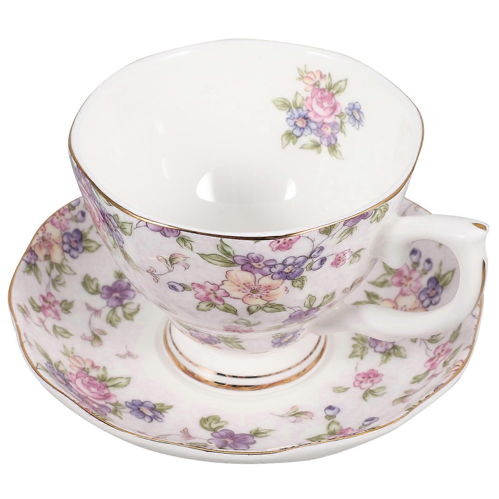 Bone China Cup And Saucer Set Elegant Design For Afternoon Tea Round Shape Multi Color 1Set