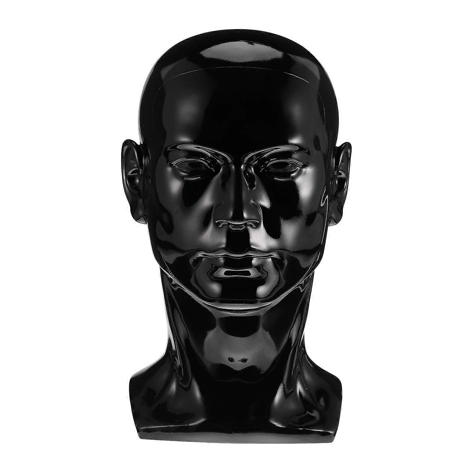 Wig Head Model Mannequin Head for Display 2Pcs Black PVC