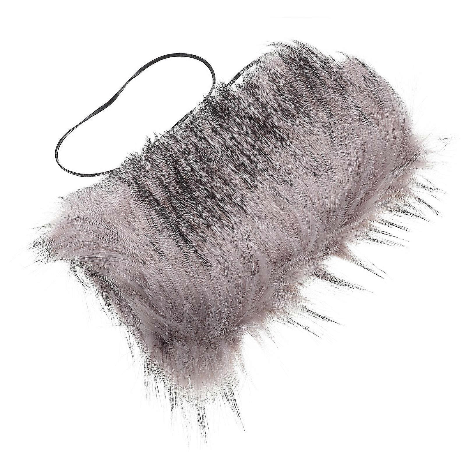 Oval Shaped Hand Muff Winter Warmth Grey Faux 1PC