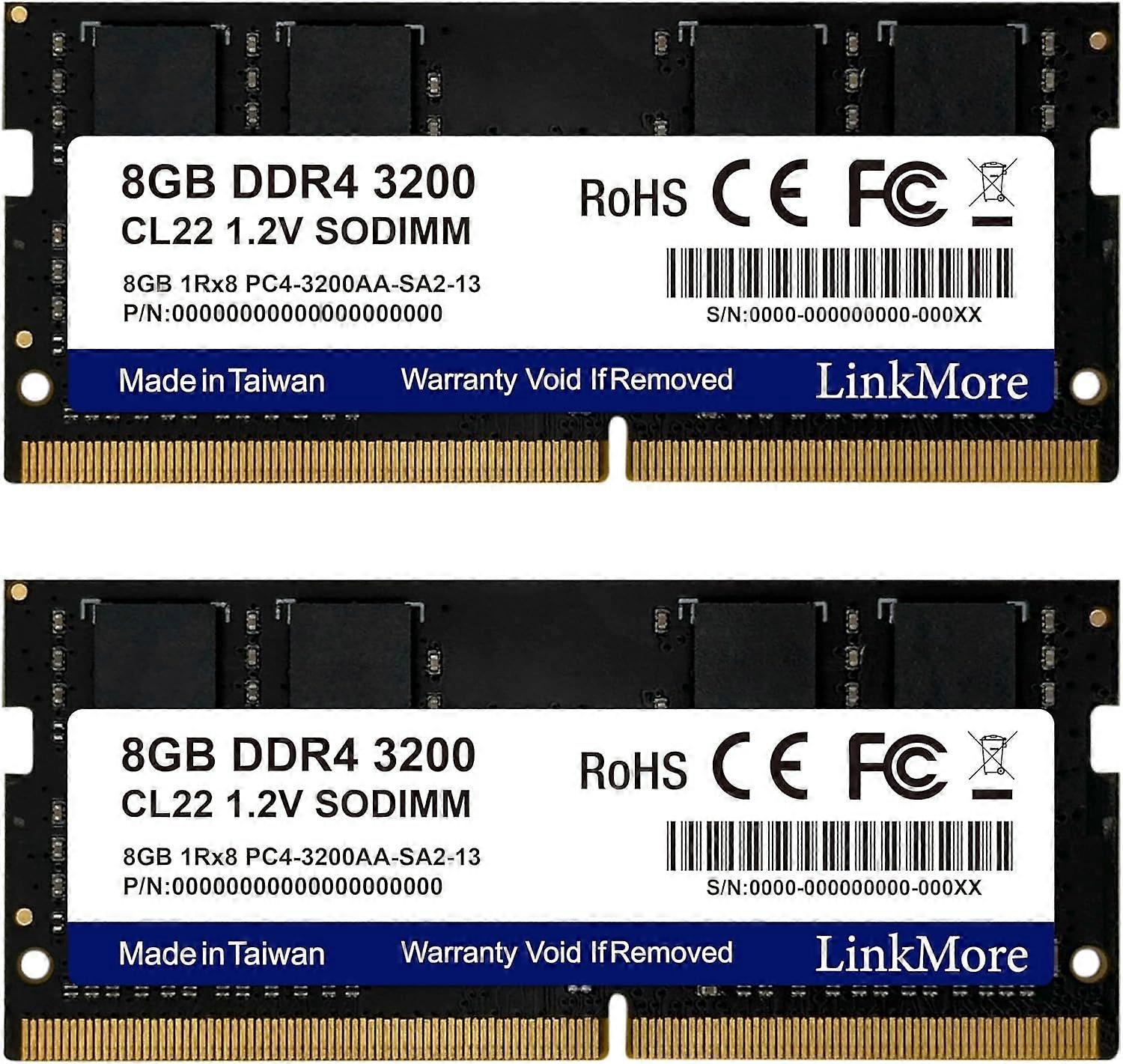 Kit 16 Go (2 x 8 Go) DDR4 3200MH SODIMM (PC4-25600) CL22 1,2 V, dernier modèle 2025