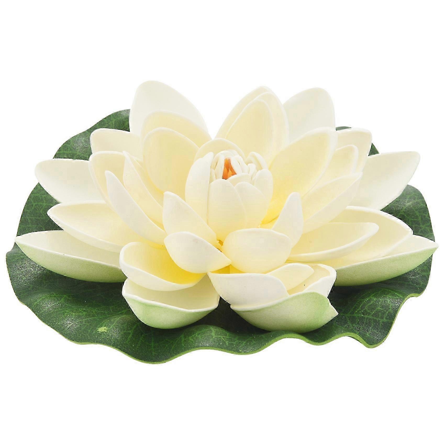 6Pcs Artificial Floating Foam Lotus Flowers,With Water Lily Pad Ornaments, White,Perfect for Patio P