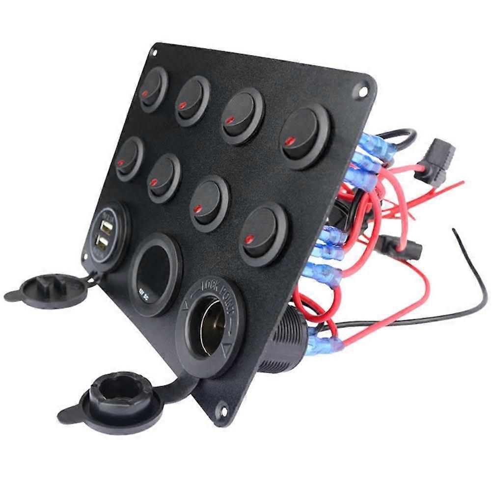 Car Lighter Socket 3Pcs 8 Gang Switch Panel with Dual USB for