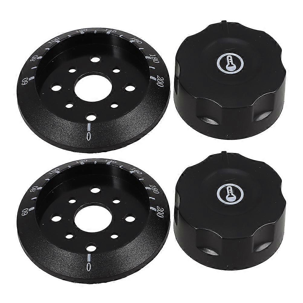 Universal Cooker Knobs Temperature Control For Oven And Grill 2Pcs Black Plastic Round Household Users