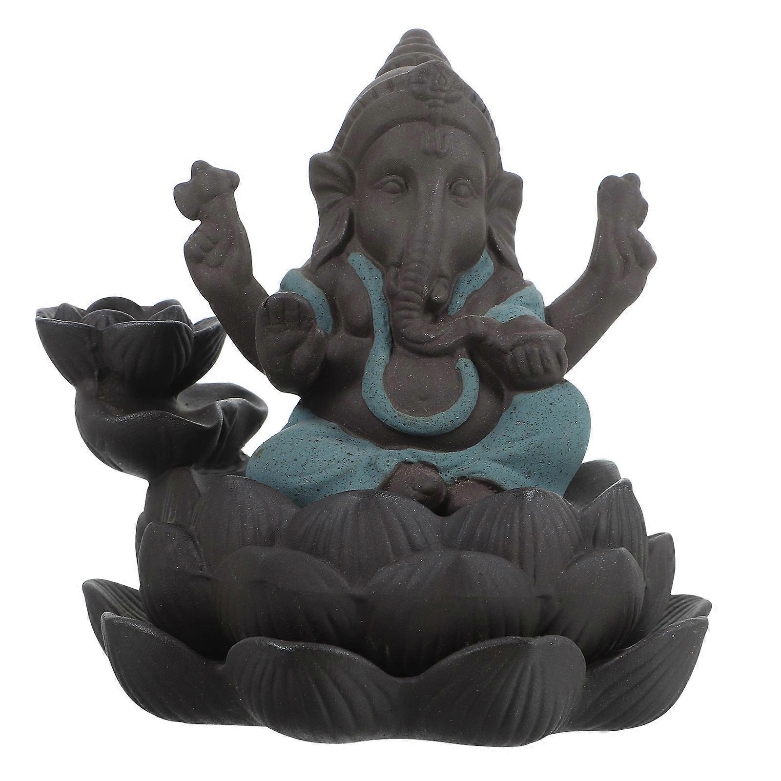 Ceramic Elephant Incense Burner Backflow Incense Holder Green 2Pcs Set