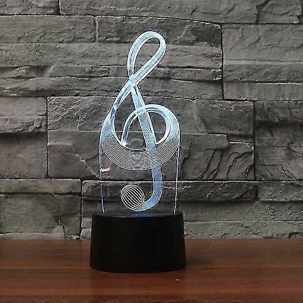 3D Music Note Music Lamp LED Illusion Night Light, 7 Color Change Touch Switch
