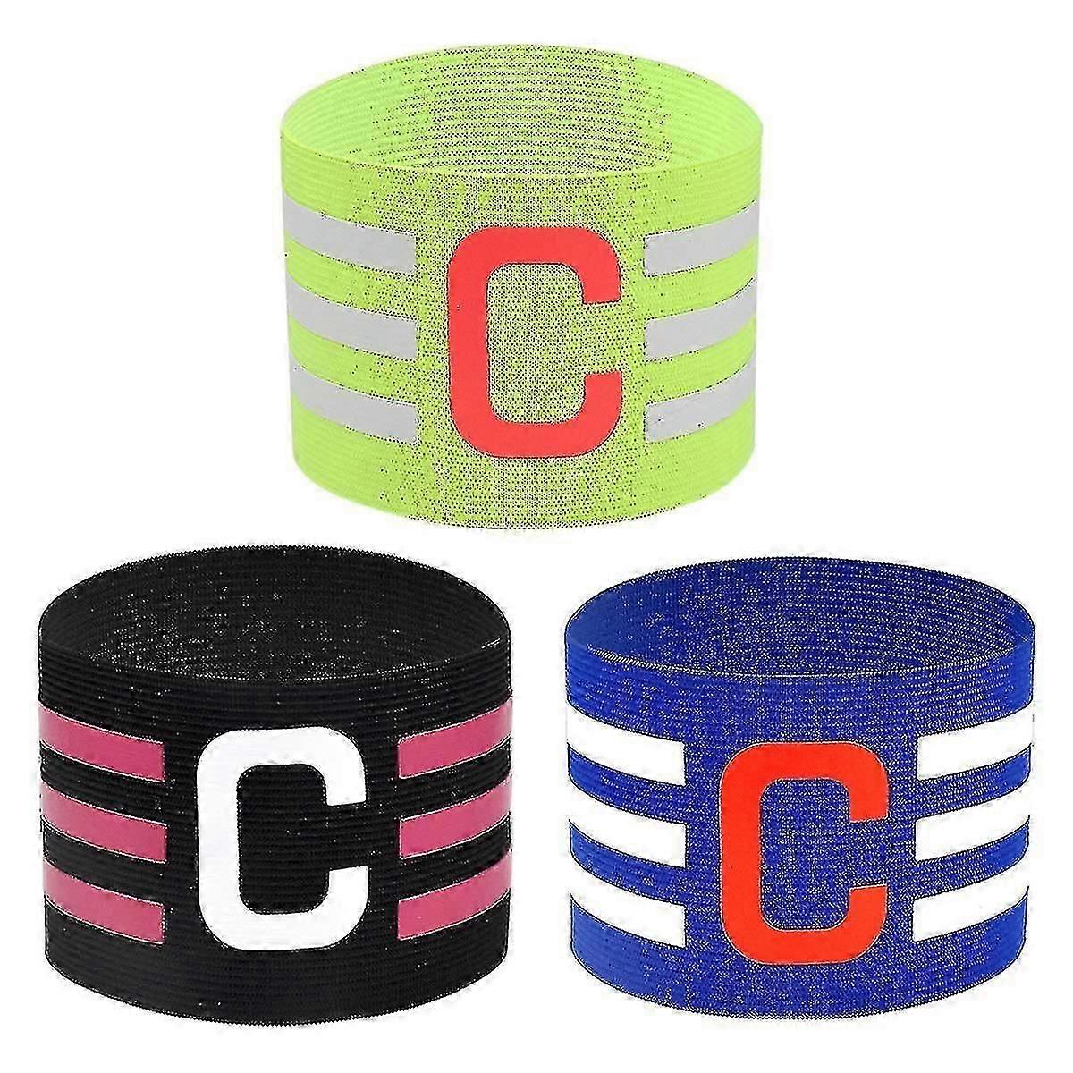 3pcs Fußball Kapitäne Armbinden, Einstellbare Fußball Band Fußball Kapitänsbinde für Erwachsene und Jugendliche, Captain Band