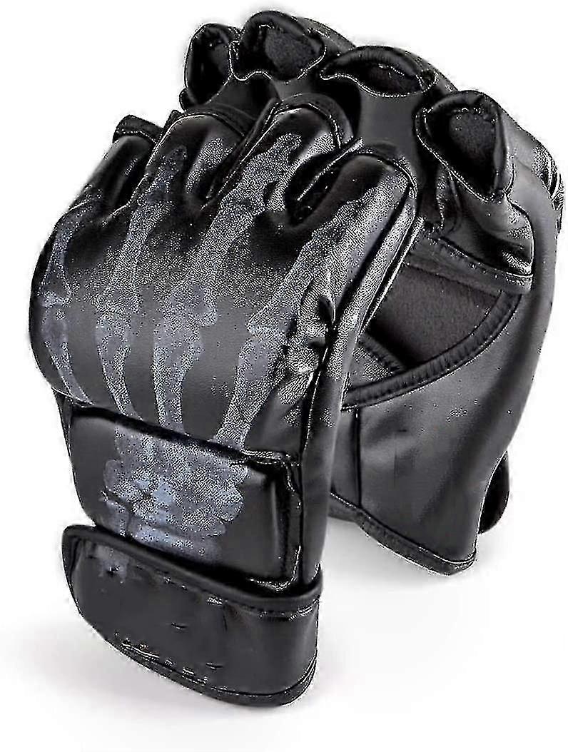 Sunrain MMAグローブハーフフィンガーボクシングファイトグローブMMAミット調節可能な手首付き-CHSZ