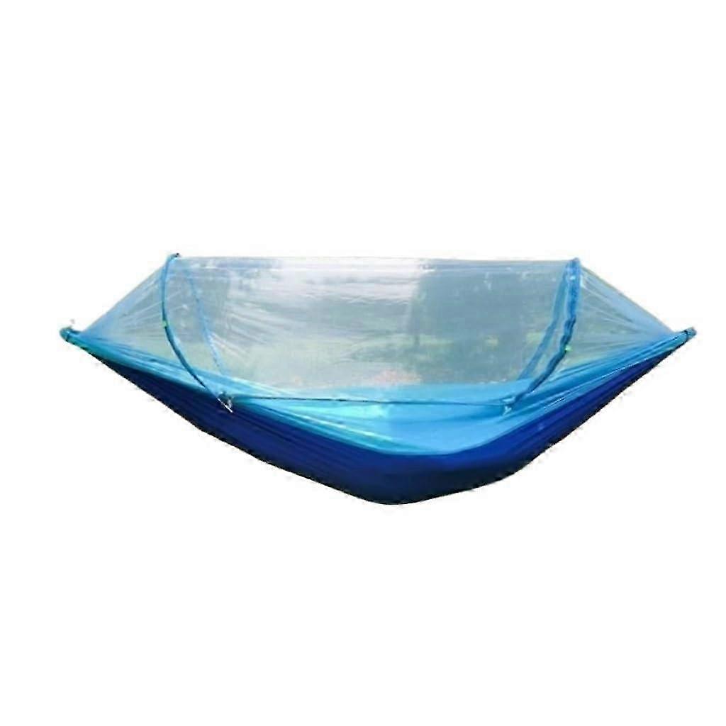 Multipurpose Hammocks Mosquito Net Hammock Automatic AntiRollover Parachute Silk Outdoor Strap Swing Chair Blue