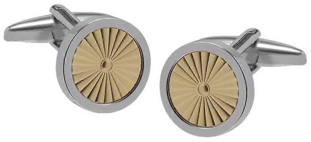 David Van Hagen Sunburst Round Cufflinks - Silver/Gold