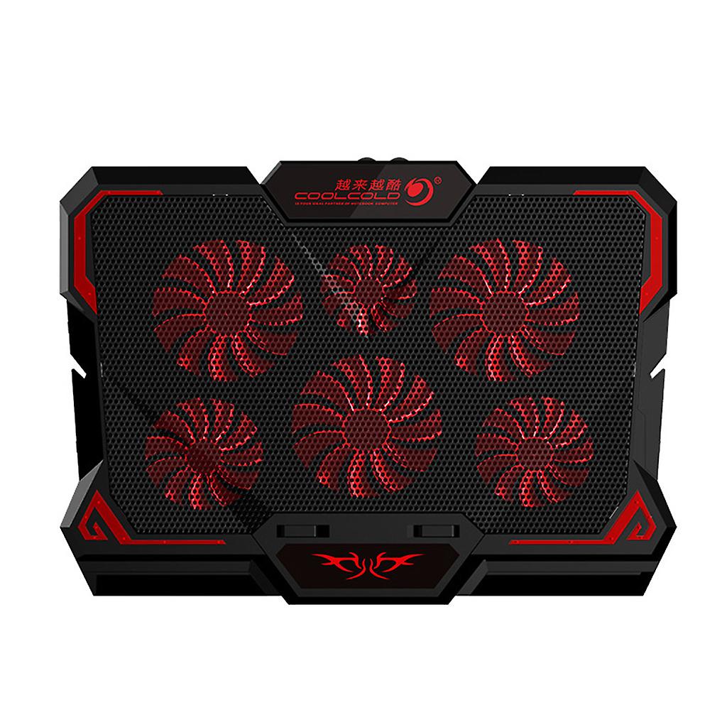 17 Inch Gaming Laptop Cooler Height Adjustable 6 Fan Led Screen Switches Adjust 2 Usb Port Notebook Computer Cooling Pad
