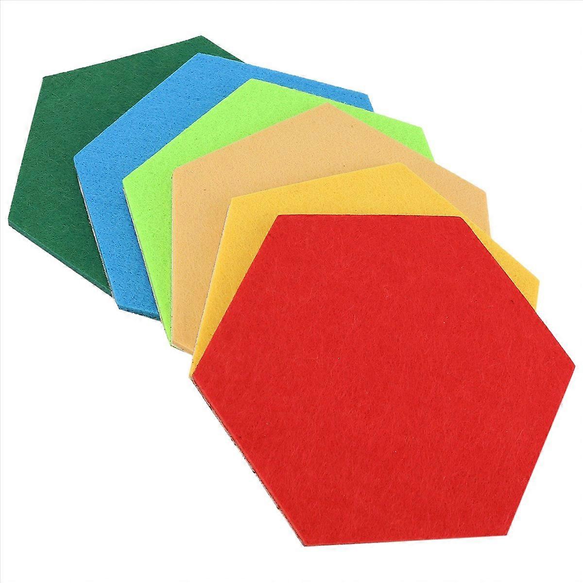 6 Pack Hexagon Felt Pin Board Colorful Foam Wall Decorative Tiles