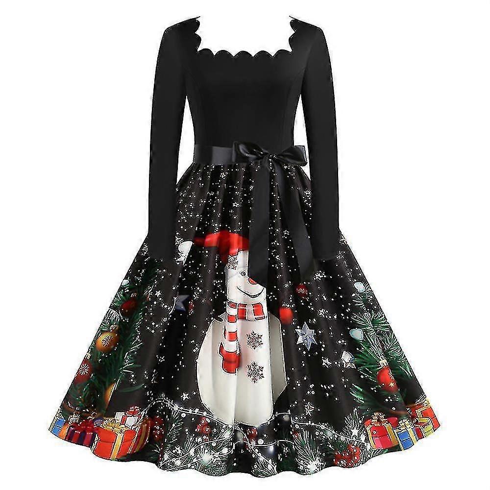 Women's Long Sleeve Christmas Dress Xmas Party Swing A-line Dresses |  Fruugo QA