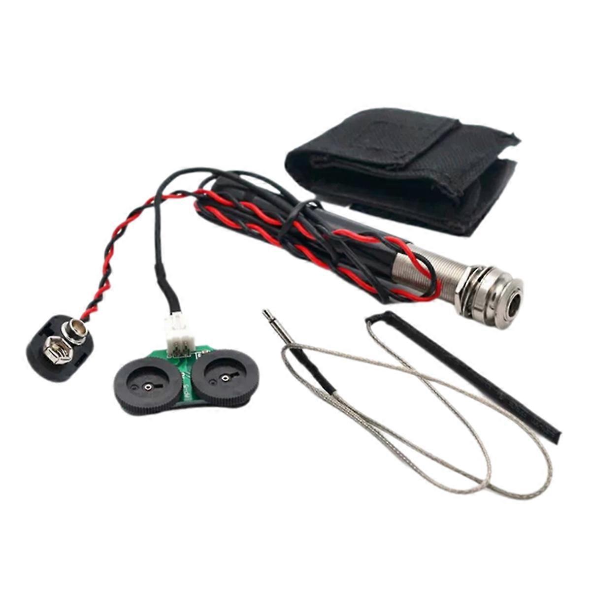 Active Endpin Jack Preamp Piezo Pickup Kit Volume & Tone Control