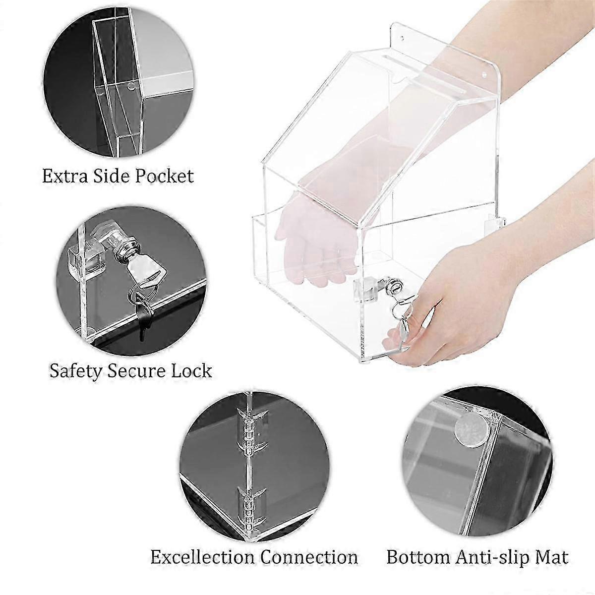 Suggestion Box with Lock Wall Mounted Donation Box Transparent -HK1030