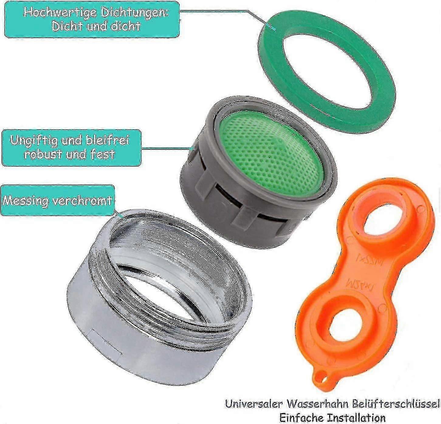 10 Pcs M24 Faucet Aerator with ABS Filter, Strainer Insert & Mixing Nozzle Key for Faucet Accessories