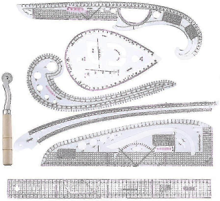 Cutting Ruler, Curve Ruler, Tracing Wheel, Patchwork Ruler Combination Diy Pattern Design Ruler, Curve Ruler, Suitable For Drawing Hk