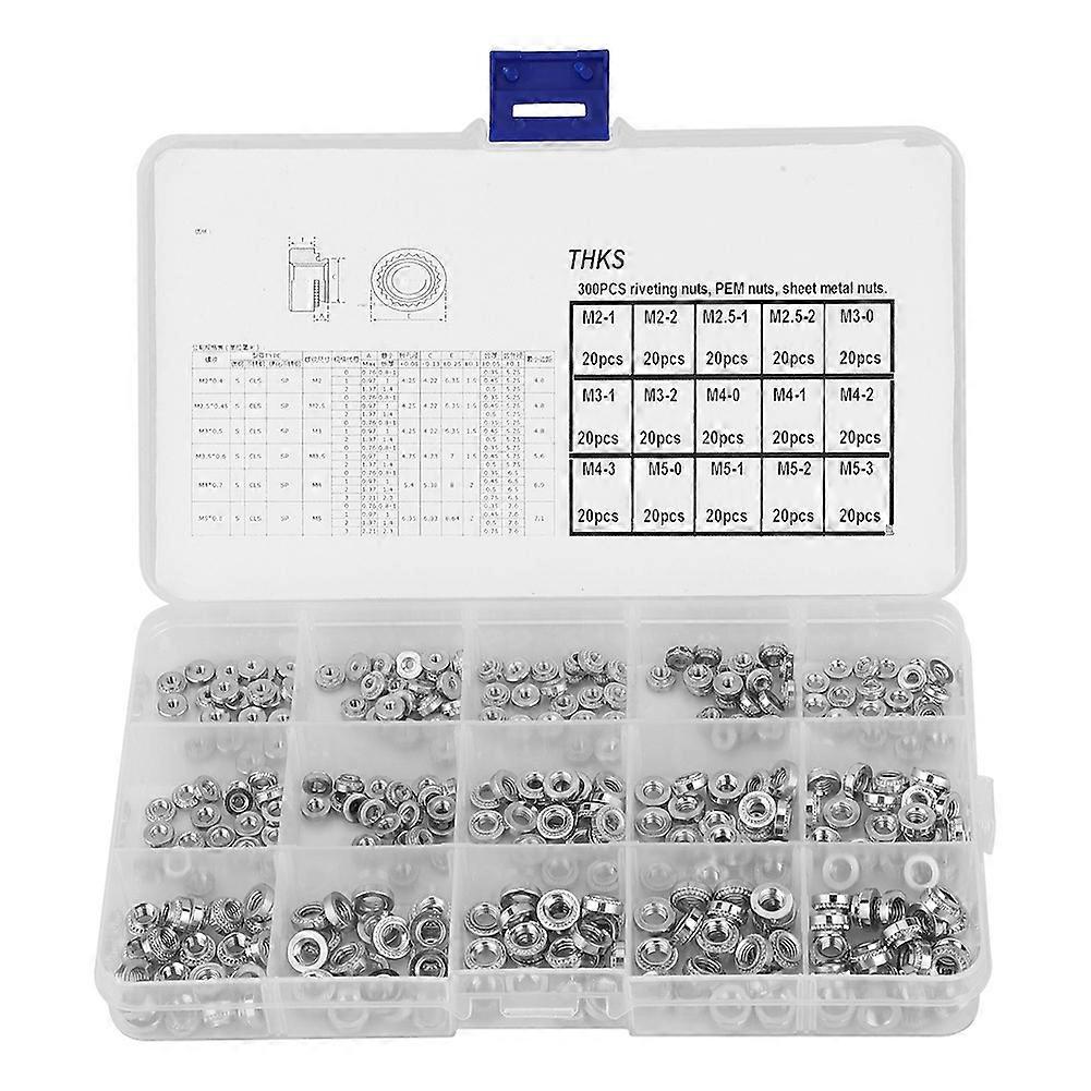 300pcs Nuts Pressure Riveting Self Clinching Nuts Metal Fastener Tool