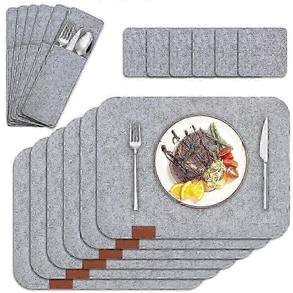 Non-Slip Heat-Resistant Placemats, Washable Felt Table Mats for Indoor Outdoor Dining, Protects Tables from Scratches and Scalds, Reusable Anti-Slip 2