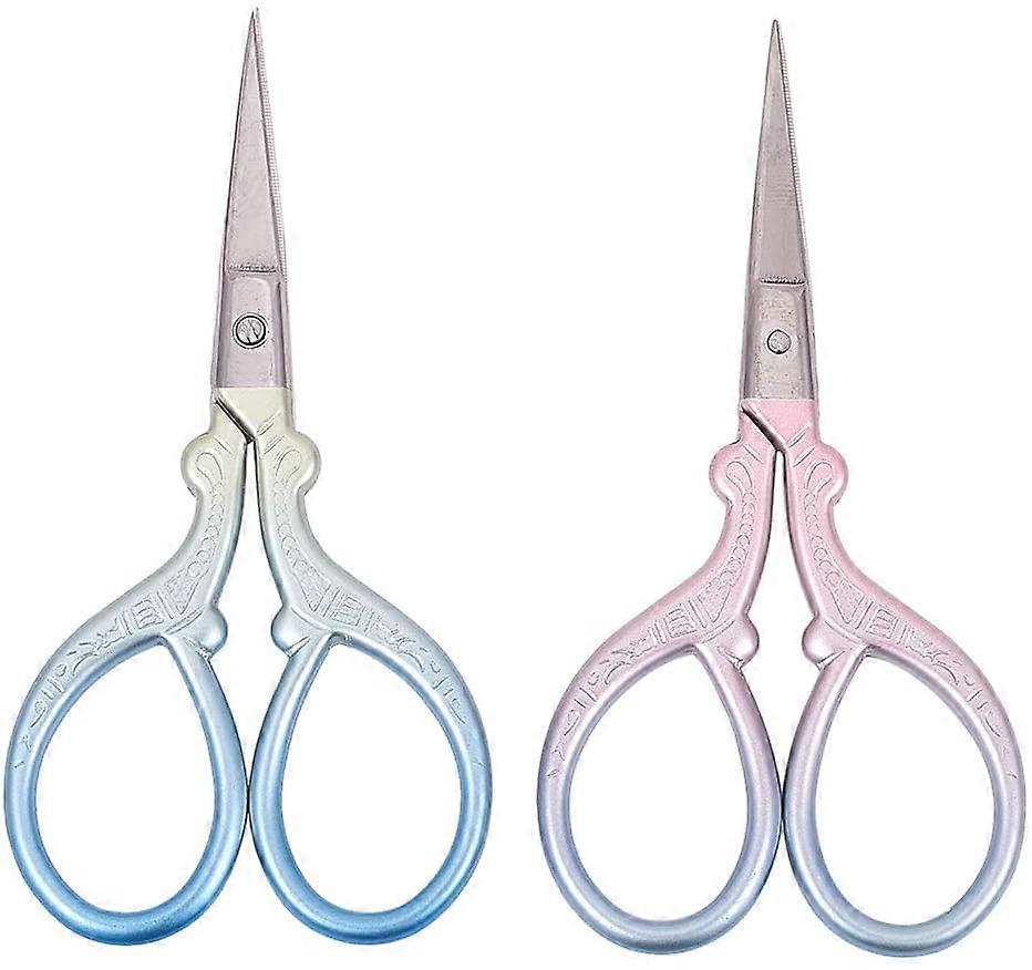 2pcs 3.7" Stainless Steel Sewing Scissors, Sharp Tip, compatible with Brow Shaping & Crafting, DIY Needlework, Art Threading