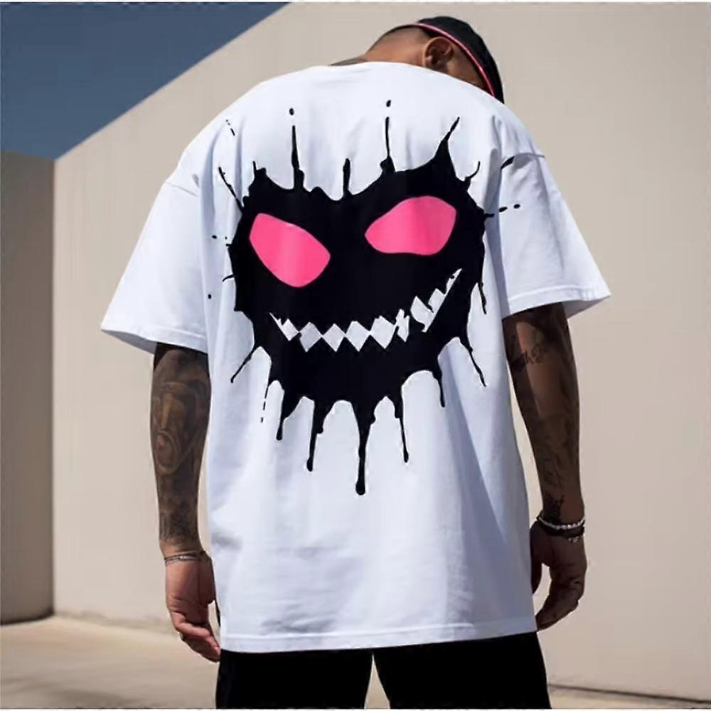 Casual Men's T-Shirt Weird Pattern Print Tee Shirt Male Elastic Hipster High-end Unique Design Looes short Sleeved Polyester