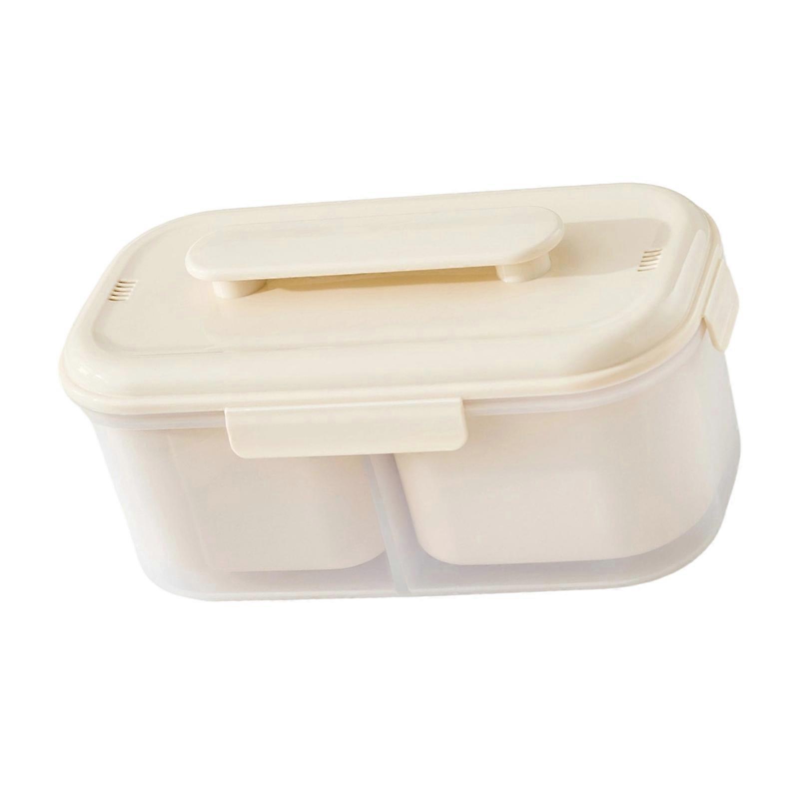 Two Compartment Bentos Box Spacious Divided Food Storage Container With Lid For Workouts Office Use  White