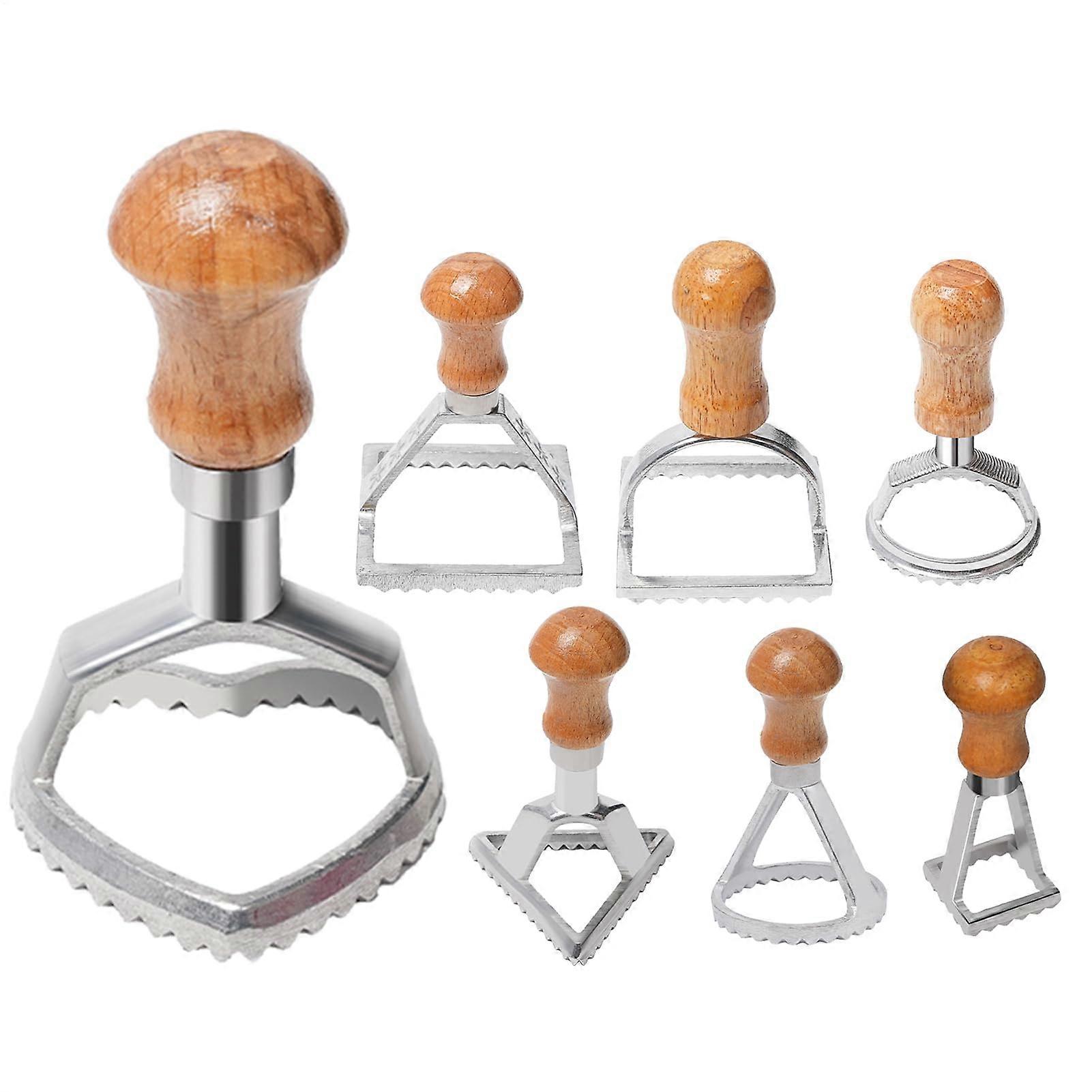 Dumpling Mold Press Ravioli Stamp Maker With Wood Handle Multi Functional Pasta Making Kit Ergonomic For Families