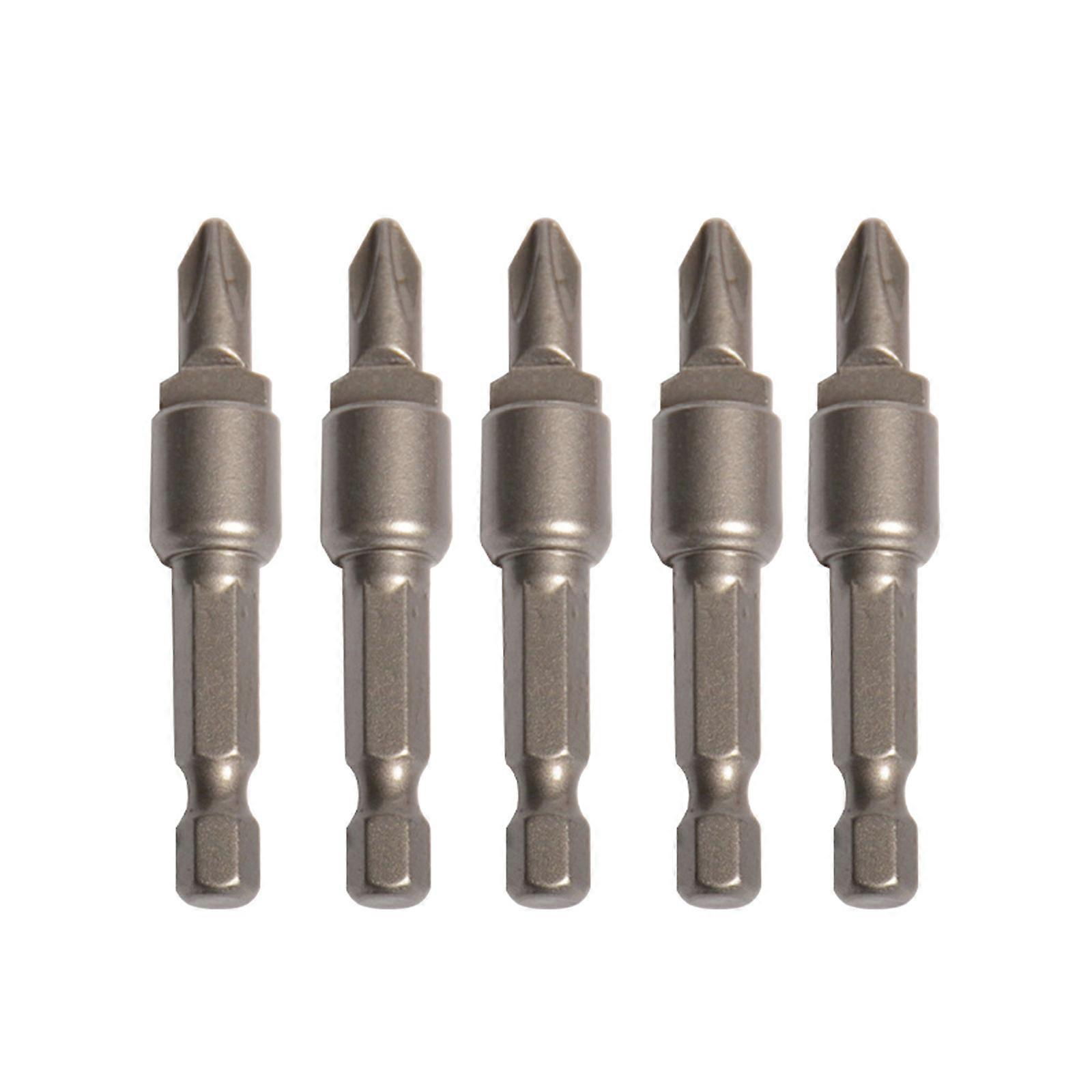 5 Piece Crossing Tip Screwdriver Bits Set With Quick Release Connector Durable Steel Construction For Secure Fastening Multicolor