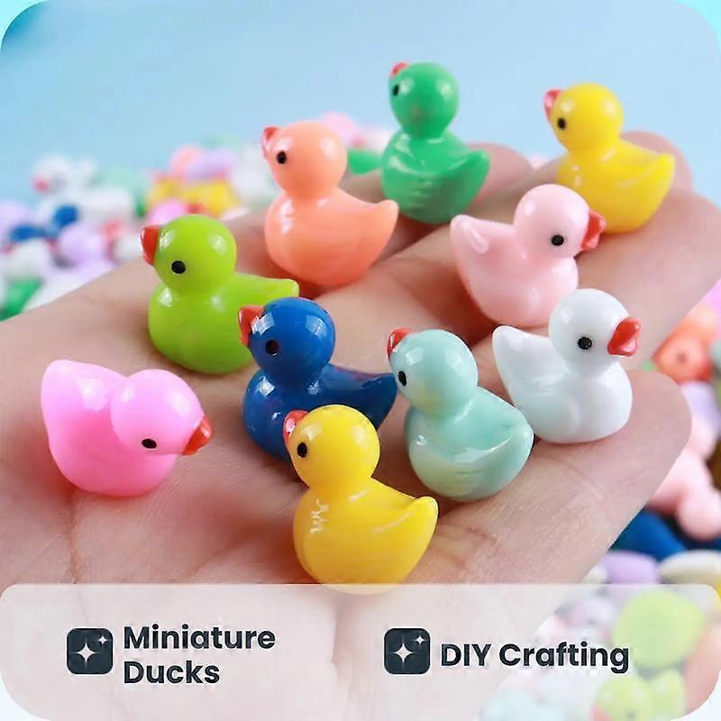 Mini Tiny Ducks, Little Duck Figures, DIY Toy Mini Resin Ducks, Resin Animal Sculptures, Plastic Small Miniature Ducks, Bulk for Dollhouse D