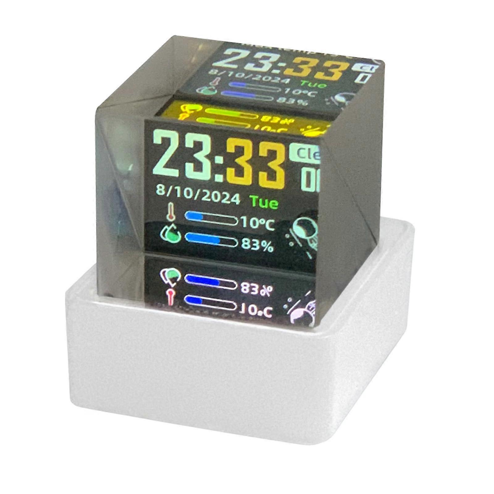 Wireless Desk Clock WiFi Smarts Clock Weather Stations Digital Clock with Gift Animations Electronic Images Album Player  White