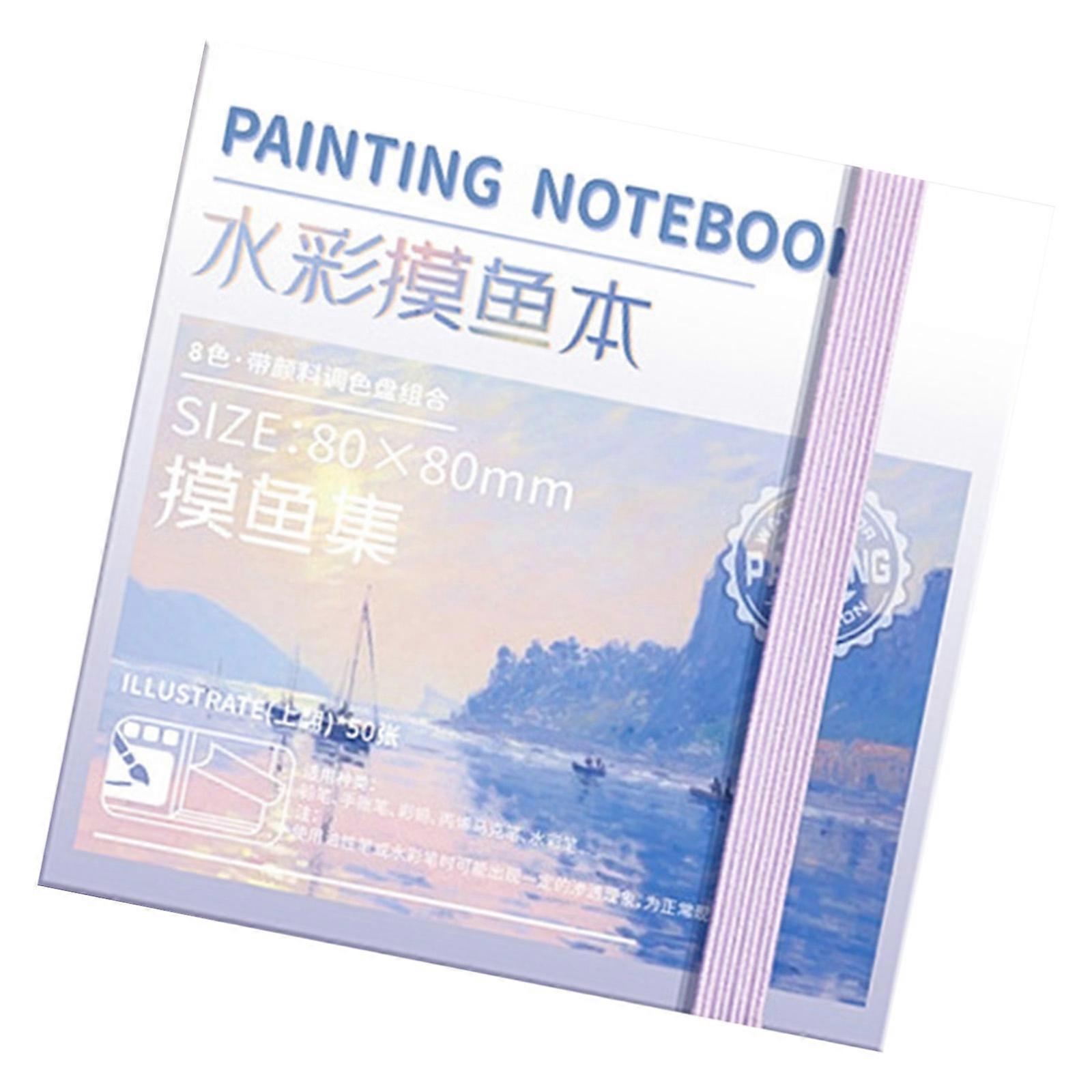 Small Watercolor Notebook With 8/12 Well Paint Case Travel Sketchbook Painting Notebook 50 Sheets for Artist Student Multicolor