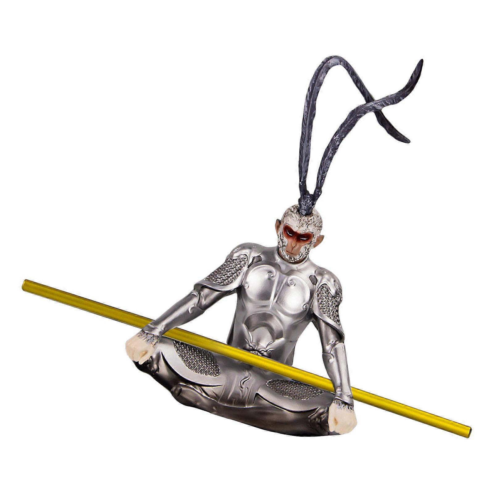 Chinese Mythologies Sun Wukong Resin Statue Ornament Dynamic Monkey Kings Figure for Vehicle Enhancement Home Decoration Multicolor