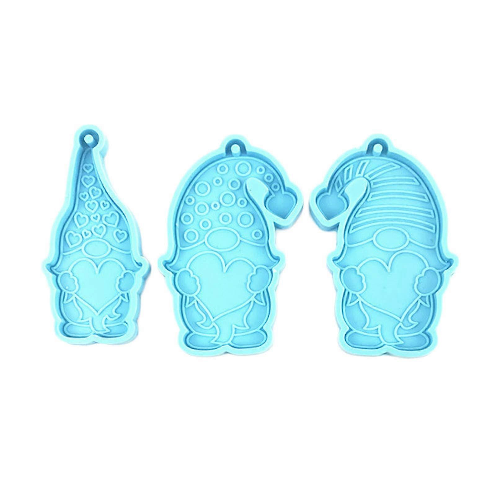 3 PCS Silicone Chocolate Molds with Heart and Gnome Design for Valentine's Day Cakes, Jelly, Pudding, Ice Tray