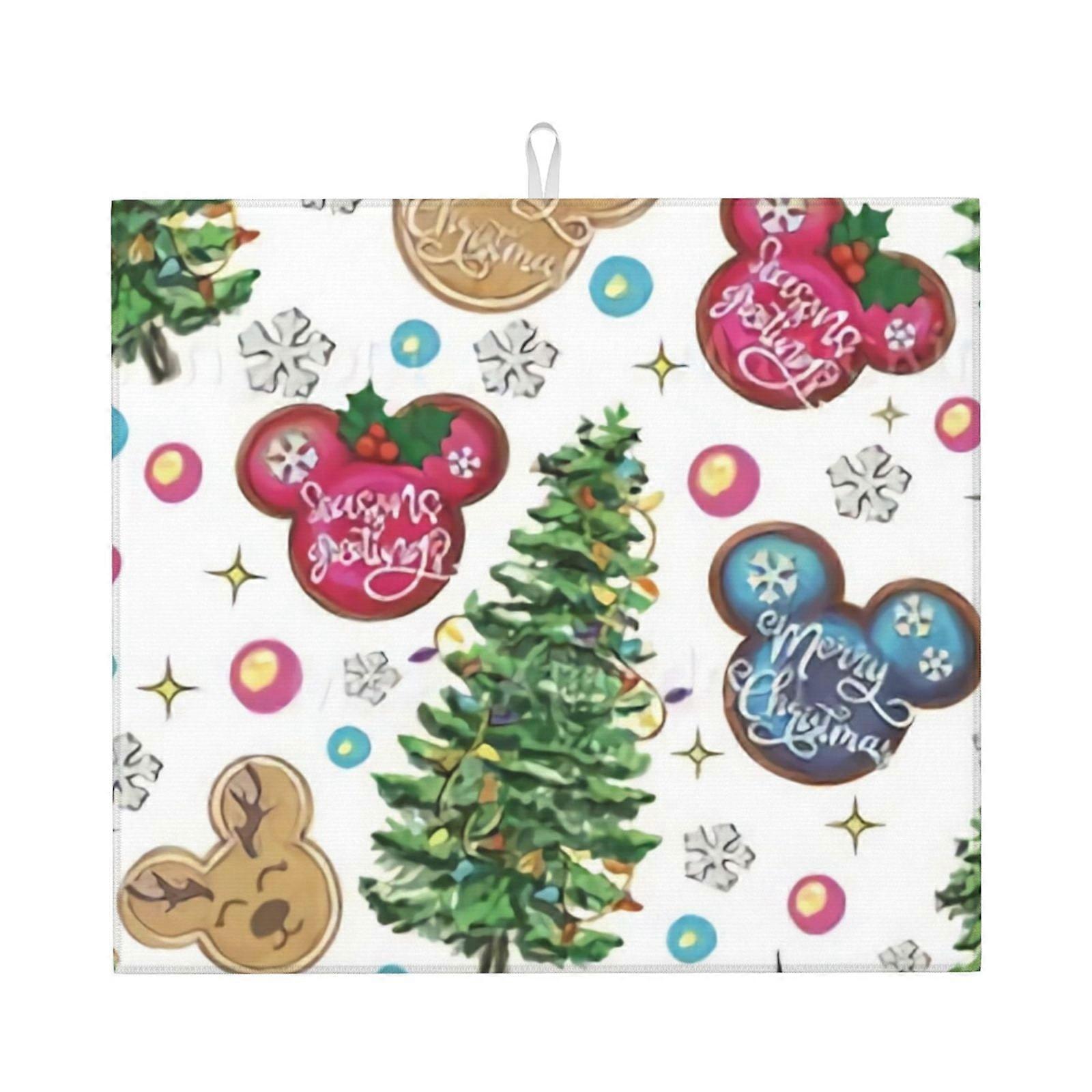 Mickey Mouse Dish Drying Mat For Kitchen Counter, Microfiber Dish Mat, Fast Absorbent Draining Pad