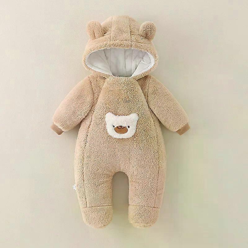 Autumn Winter New Baby Flannel Onesie Cartoon Bear Footed Jumpsuit 0-3Y Baby Warm Newborn Romper