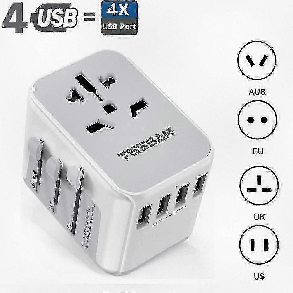Universal Travel Adapter with USB & Type C, All-in-One International Plug, for US EU AUS Travel
