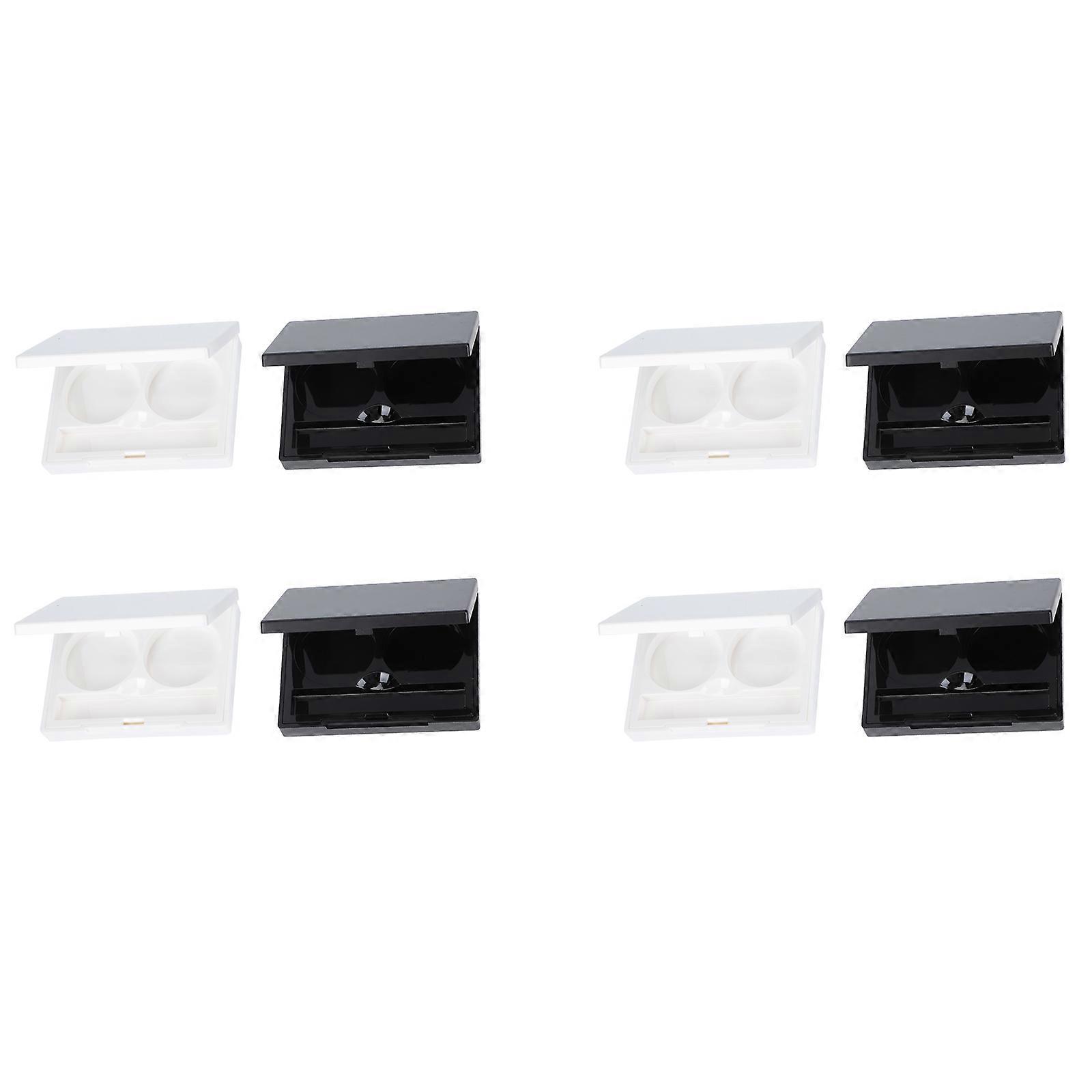 Eye Shadow Case for Storage 8Pcs Portable Plastic Two Round Boxes with Mirror