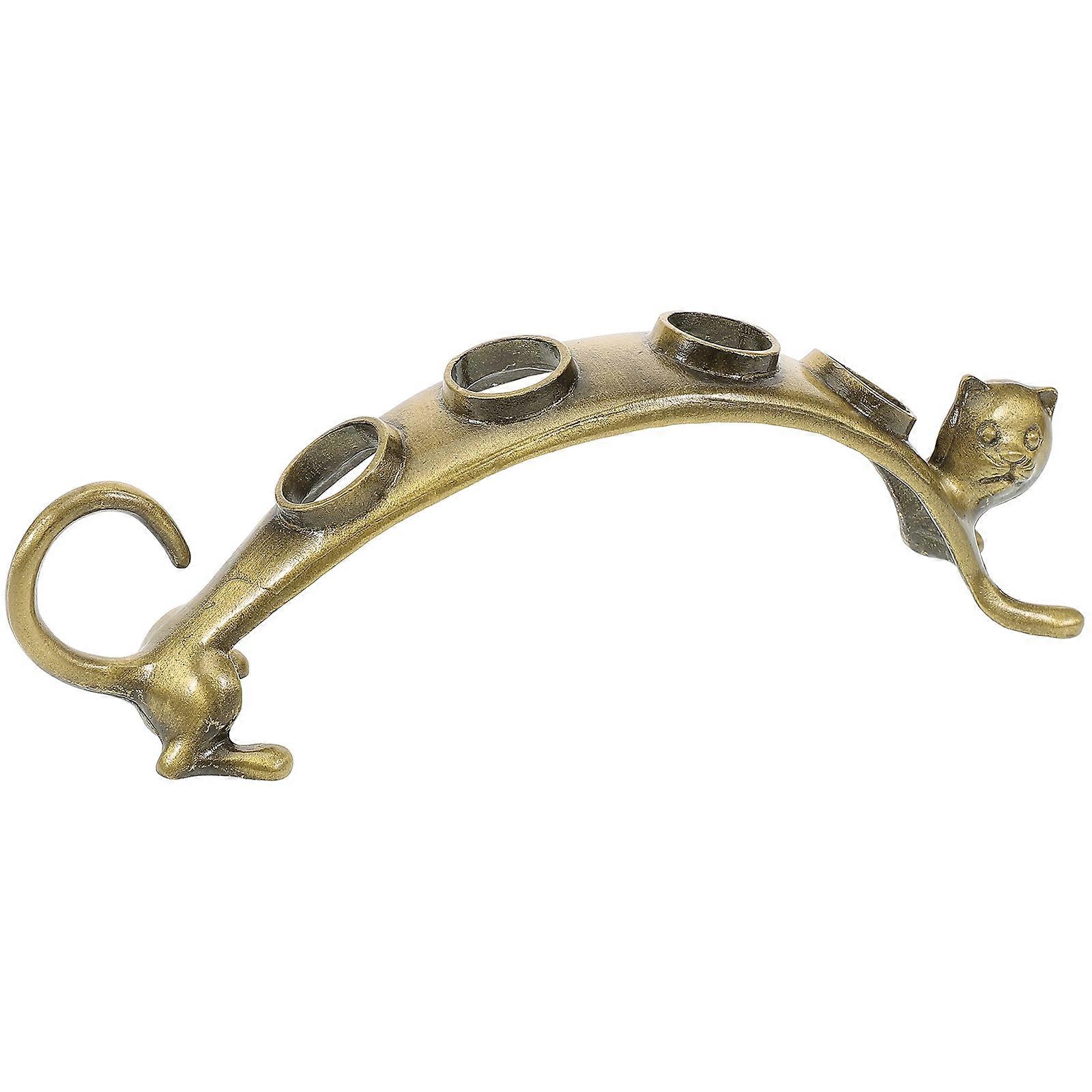 Metal Plug Holders Countertop Pourer Display Rack Golden Cat Shape Retro Style For Family Parties 1Pack