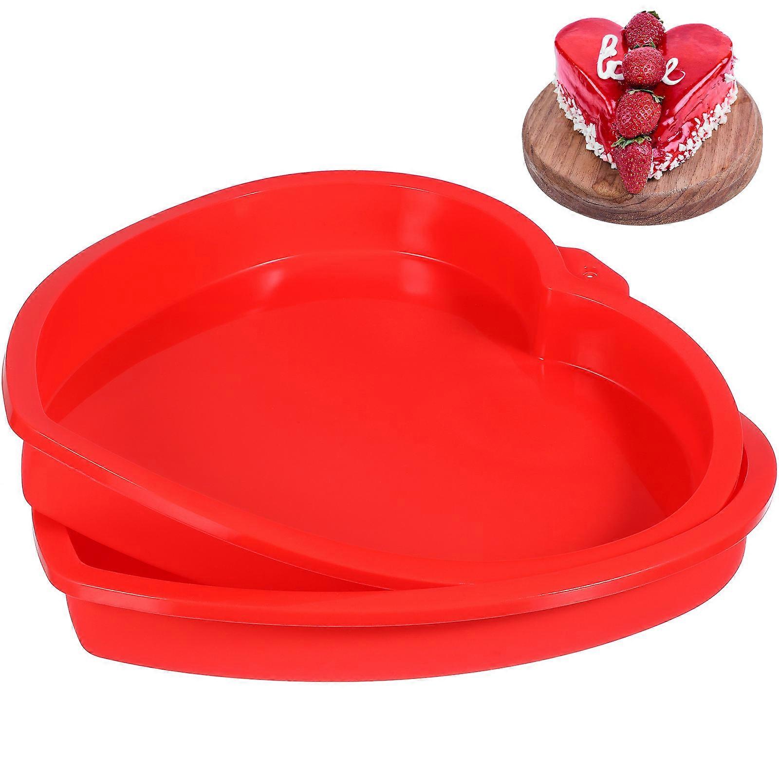Heart Cake Pan Silicone Mold for Baking Use 2Pcs Nonstick Red Kitchen Mold