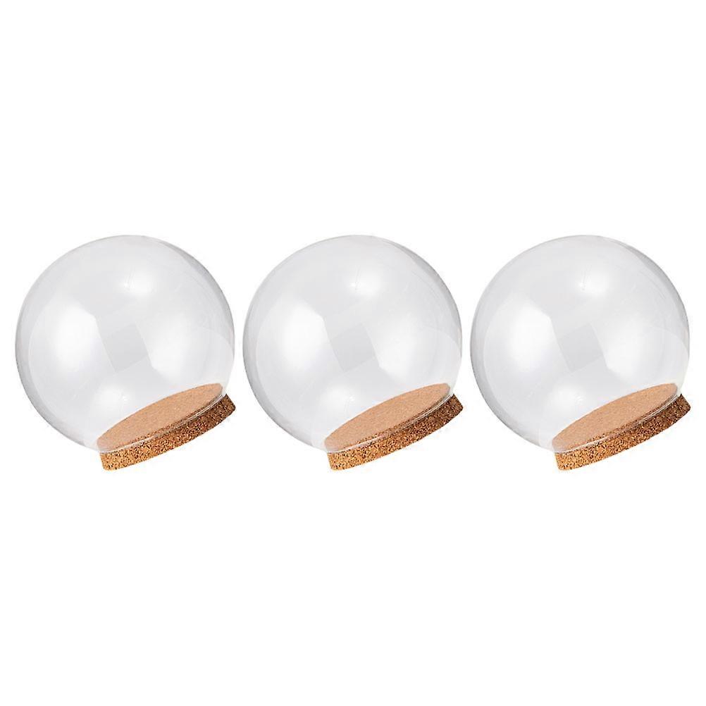 Glass Display Dome with Base for Decoration Clear Transparent Craft Showcase 3 Pieces