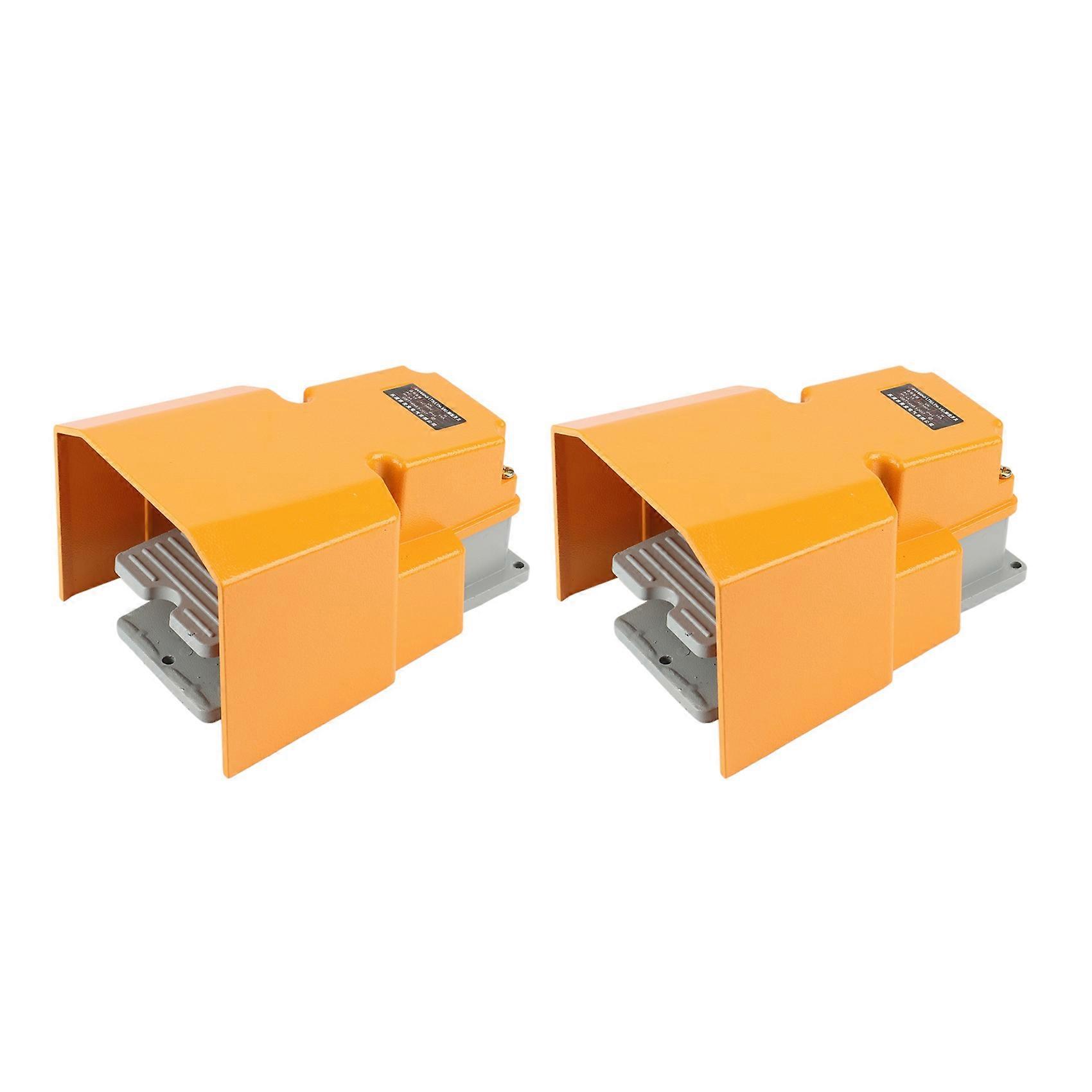 2X LTH-1/6 Foot Switch Aluminum Shell Machine Tool Parts Silver Point Electrical Power Industrial Reset Pedal Switch